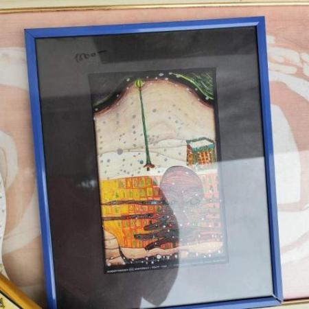 Hundertwasser Kép Kék Keretben